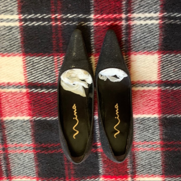 Nina Black Sparkly Pointed Heels - Picture 2 of 5